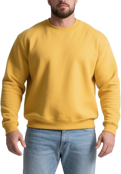 Men's Crewneck Sweatshirt Long Sleeve Fleece Sweatshirts Breathable Lightweight Crew Neck Pullover Sweatshirts