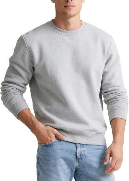 Men's Crewneck Sweatshirt Long Sleeve Fleece Sweatshirts Breathable Lightweight Crew Neck Pullover Sweatshirts