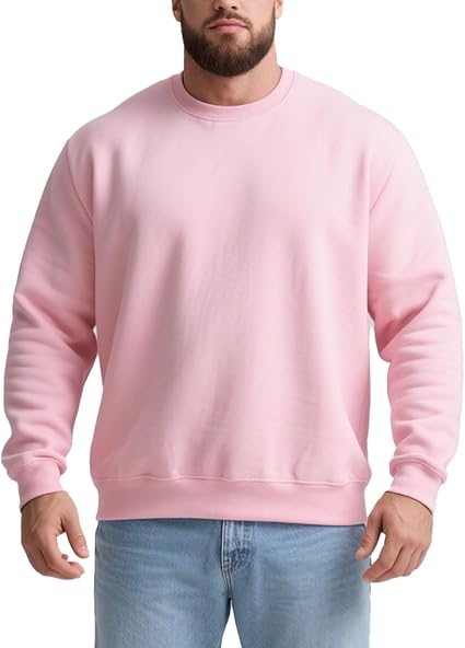 Men's Crewneck Sweatshirt Long Sleeve Fleece Sweatshirts Breathable Lightweight Crew Neck Pullover Sweatshirts