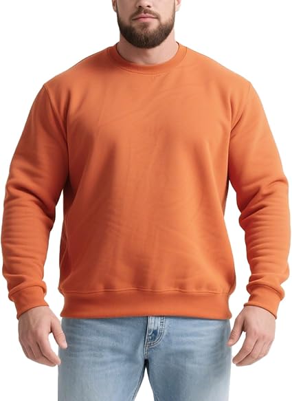 Men's Crewneck Sweatshirt Long Sleeve Fleece Sweatshirts Breathable Lightweight Crew Neck Pullover Sweatshirts