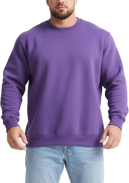 Men's Crewneck Sweatshirt Long Sleeve Fleece Sweatshirts Breathable Lightweight Crew Neck Pullover Sweatshirts